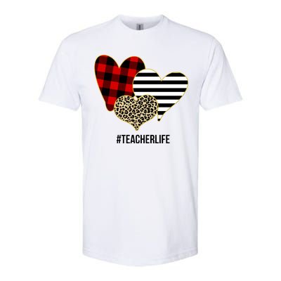 Leopard Red Plaid Striped Hearts Teacher Life Valentines Day Softstyle CVC T-Shirt