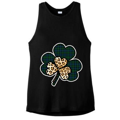 Leopard Shamrocks Clover Ladies PosiCharge Tri-Blend Wicking Tank