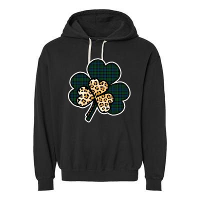 Leopard Shamrocks Clover Garment-Dyed Fleece Hoodie