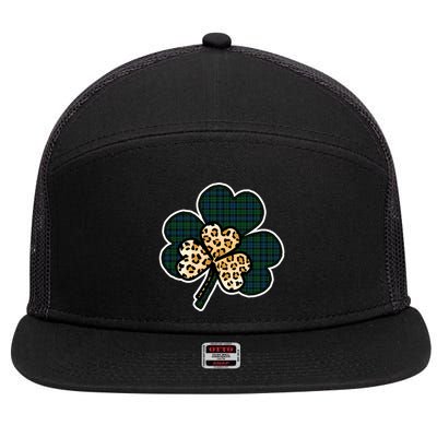Leopard Shamrocks Clover 7 Panel Mesh Trucker Snapback Hat