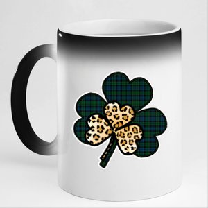 Leopard Shamrocks Clover 11oz Black Color Changing Mug