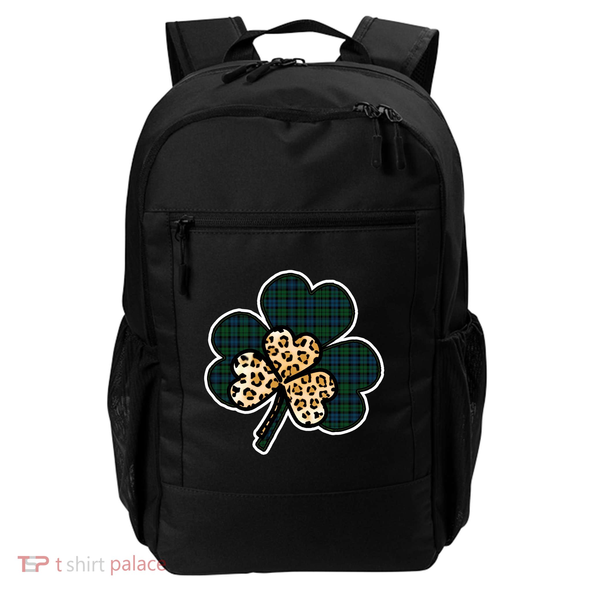 Leopard Shamrocks Clover Daily Commute Backpack