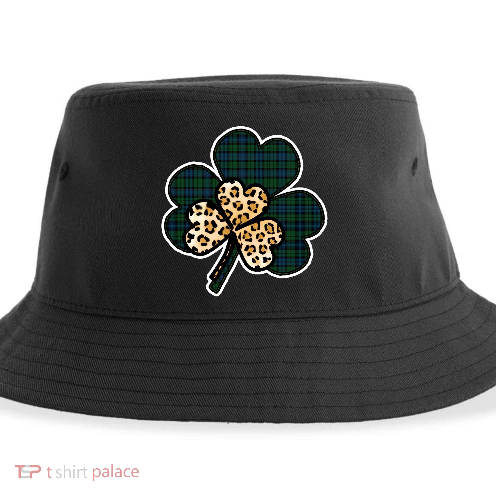 Leopard Shamrocks Clover Sustainable Bucket Hat