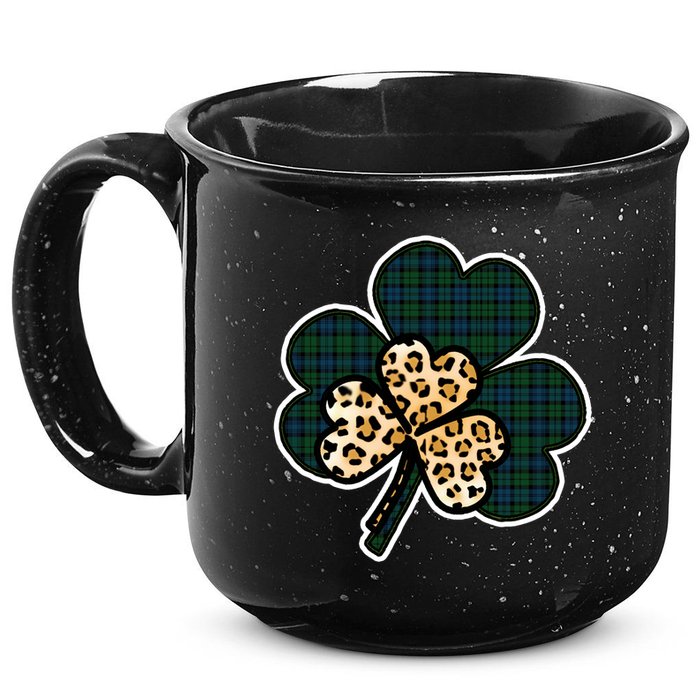 Leopard Shamrocks Clover 15oz Campfire Ceramic Mug