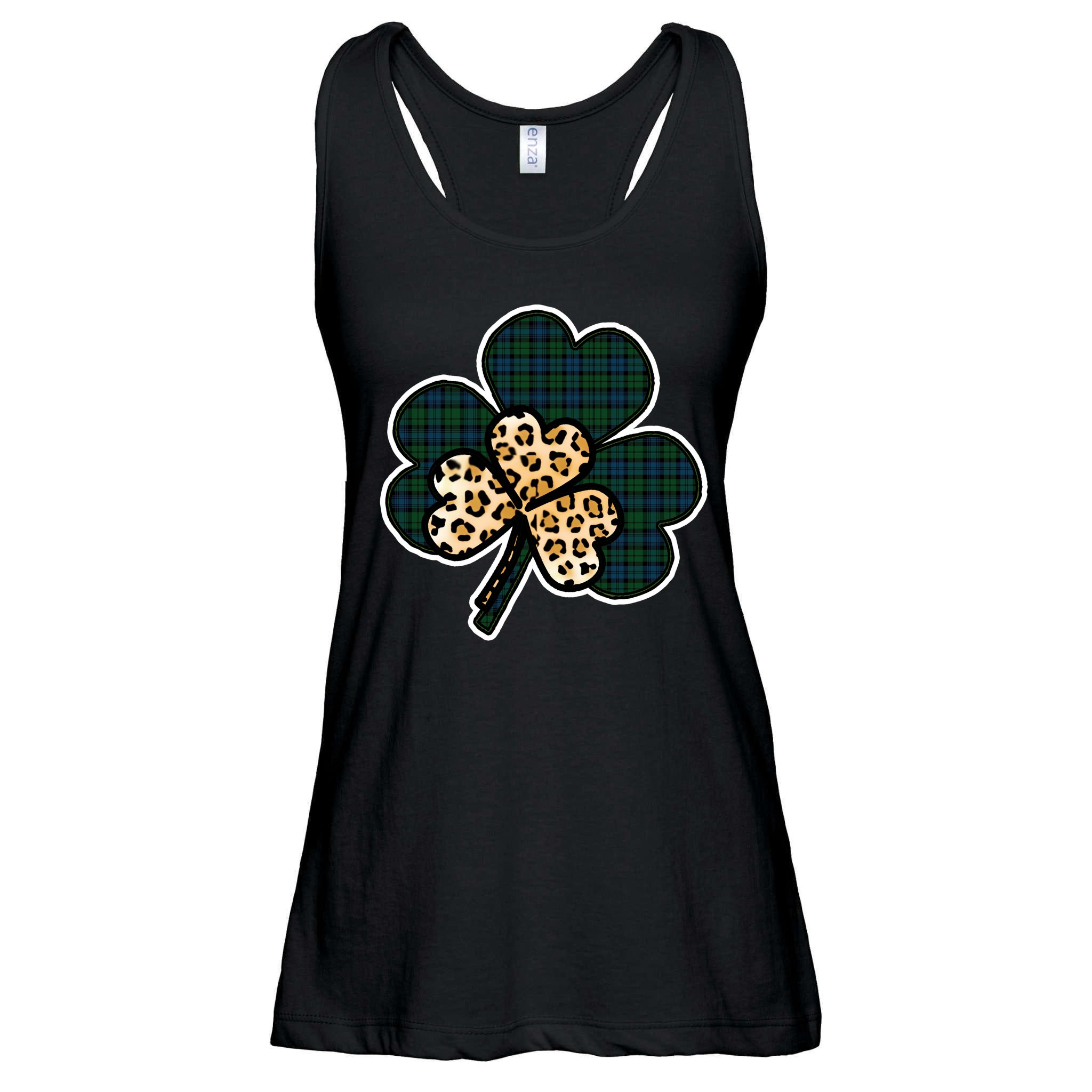 Leopard Shamrocks Clover Ladies Essential Flowy Tank