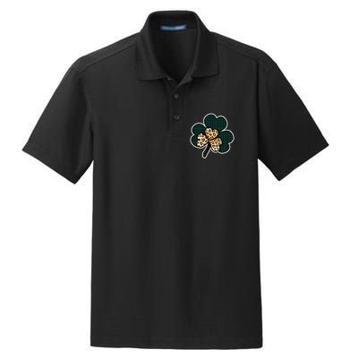 Leopard Shamrocks Clover Dry Zone Grid Polo
