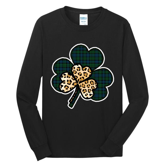 Leopard Shamrocks Clover Tall Long Sleeve T-Shirt