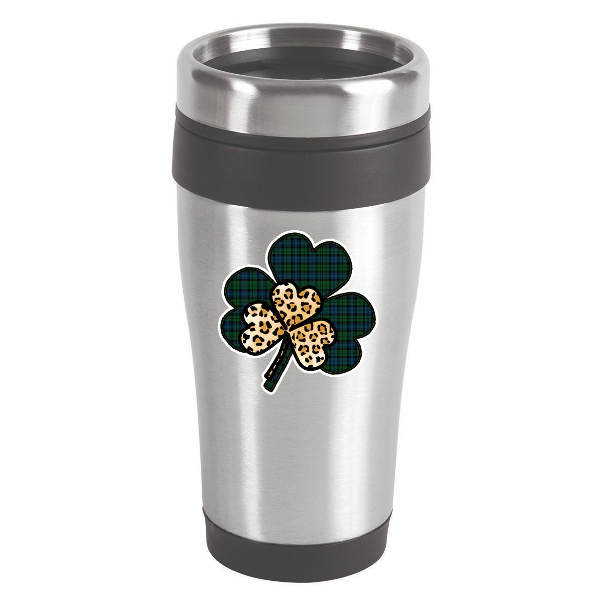 Leopard Shamrocks Clover 16oz Travel Tumbler