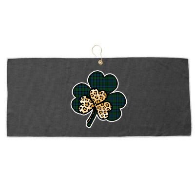 Leopard Shamrocks Clover Large Microfiber Waffle Golf Towel