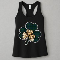 Leopard Shamrocks Clover Womens Tank Top