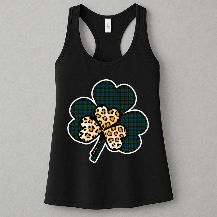 Leopard Shamrocks Clover Womens Tank Top