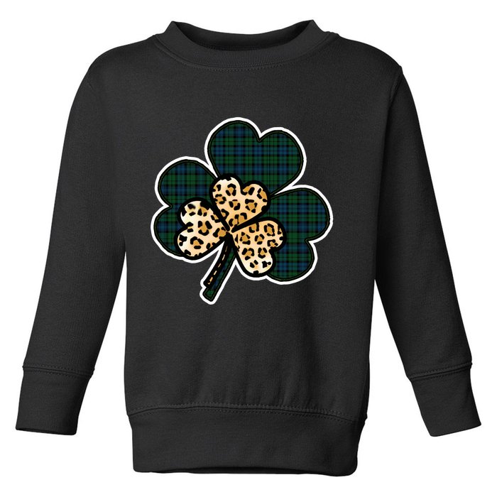 Leopard Shamrocks Clover Toddler Sweatshirt