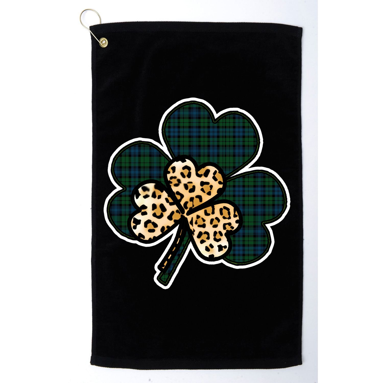 Leopard Shamrocks Clover Golf Towel
