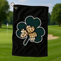 Leopard Shamrocks Clover Golf Towel