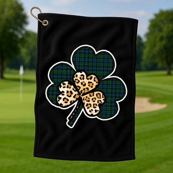 Leopard Shamrocks Clover Golf Towel