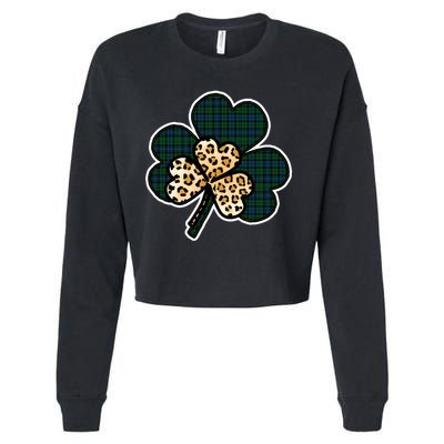 Leopard Shamrocks Clover Cropped Pullover Crew