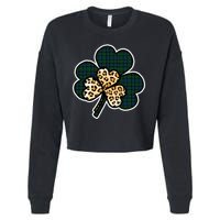 Leopard Shamrocks Clover Cropped Pullover Crew