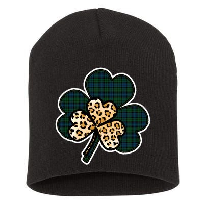 Leopard Shamrocks Clover Short Acrylic Beanie