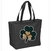 Leopard Shamrocks Clover Zip Tote Bag
