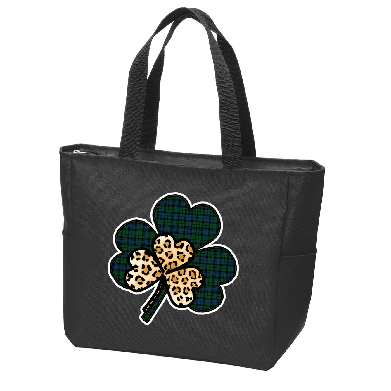 Leopard Shamrocks Clover Zip Tote Bag
