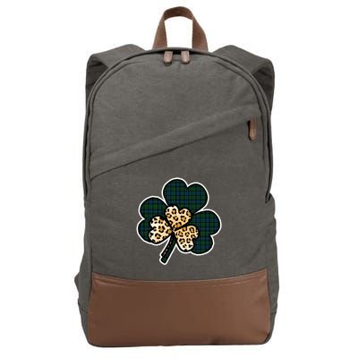 Leopard Shamrocks Clover Cotton Canvas Backpack