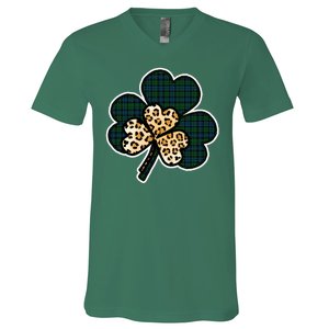 Leopard Shamrocks Clover V-Neck T-Shirt