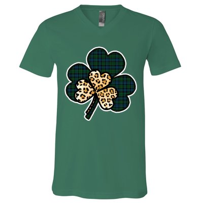 Leopard Shamrocks Clover V-Neck T-Shirt