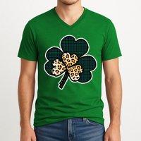 Leopard Shamrocks Clover V-Neck T-Shirt