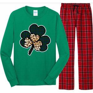 Leopard Shamrocks Clover Long Sleeve Pajama Set