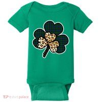 Leopard Shamrocks Clover Baby Bodysuit