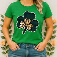 Leopard Shamrocks Clover Womens T-Shirt