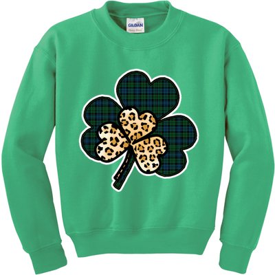 Leopard Shamrocks Clover Kids Sweatshirt