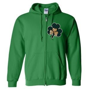 Leopard Shamrocks Clover Full Zip Hoodie