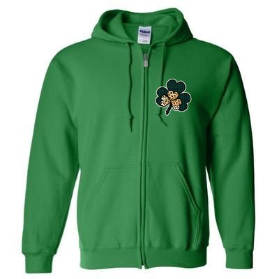 Leopard Shamrocks Clover Full Zip Hoodie