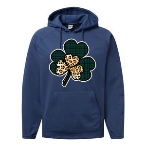 Leopard Shamrocks Clover Performance Fleece Hoodie