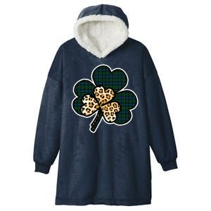 Leopard Shamrocks Clover Hooded Wearable Blanket