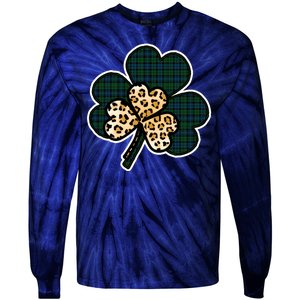 Leopard Shamrocks Clover Tie-Dye Long Sleeve Shirt