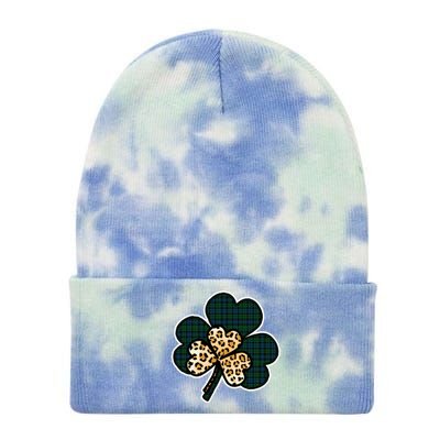 Leopard Shamrocks Clover Tie Dye 12in Knit Beanie