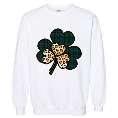 Leopard Shamrocks Clover Garment-Dyed Sweatshirt