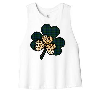 Leopard Shamrocks Clover Women's Racerback Cropped Tank