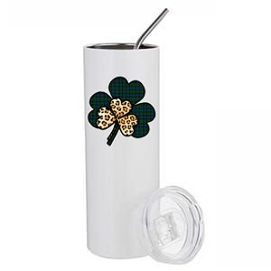 Leopard Shamrocks Clover Stainless Steel Tumbler