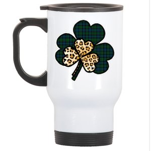 Leopard Shamrocks Clover Stainless Steel Travel Mug