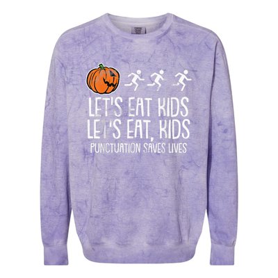 Lets Eat Punctuation Saves Lives Lazy Halloween Costume Colorblast Crewneck Sweatshirt