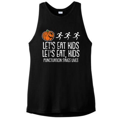 Lets Eat Punctuation Saves Lives Lazy Halloween Costume Ladies PosiCharge Tri-Blend Wicking Tank