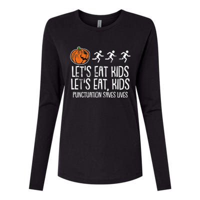 Lets Eat Punctuation Saves Lives Lazy Halloween Costume Womens Cotton Relaxed Long Sleeve T-Shirt