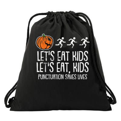 Lets Eat Punctuation Saves Lives Lazy Halloween Costume Drawstring Bag