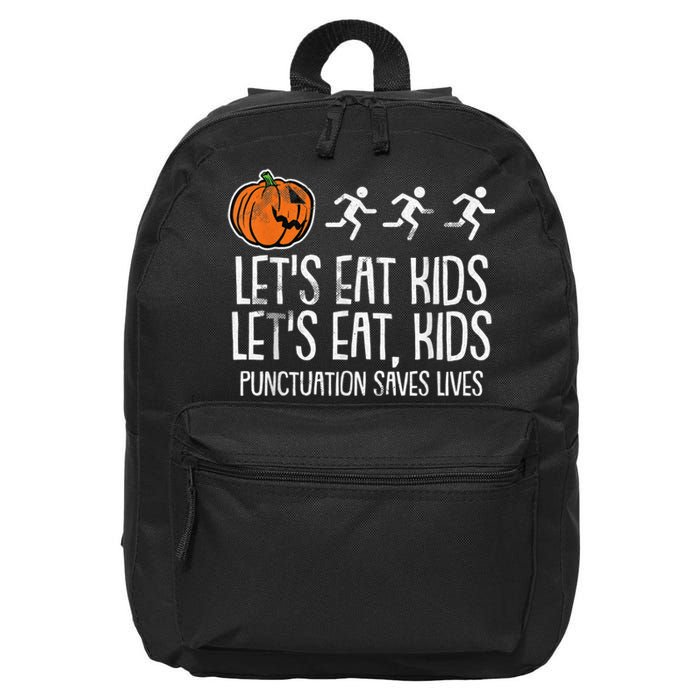 Lets Eat Punctuation Saves Lives Lazy Halloween Costume 16 in Basic Backpack