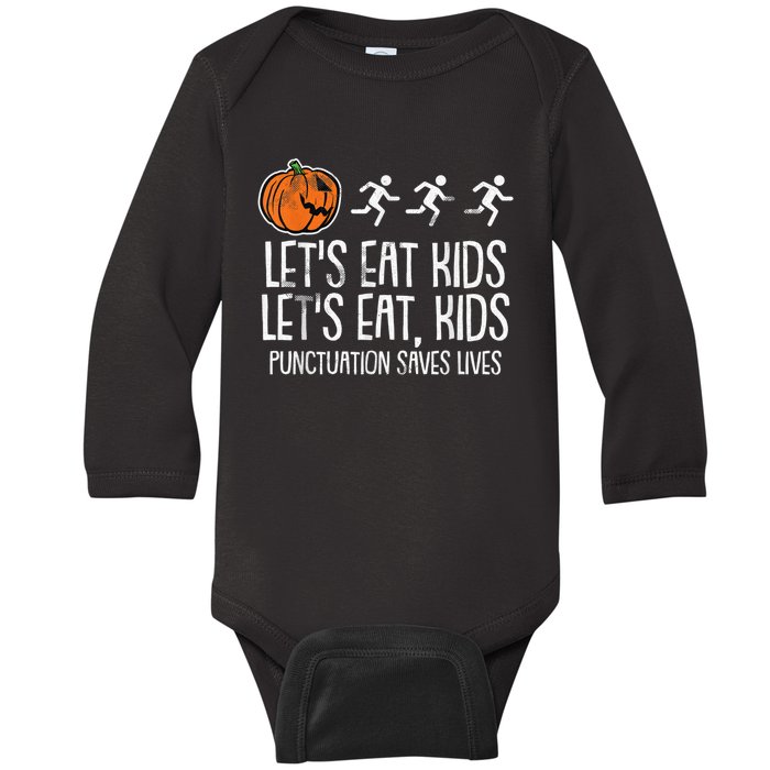 Lets Eat Punctuation Saves Lives Lazy Halloween Costume Baby Long Sleeve Bodysuit