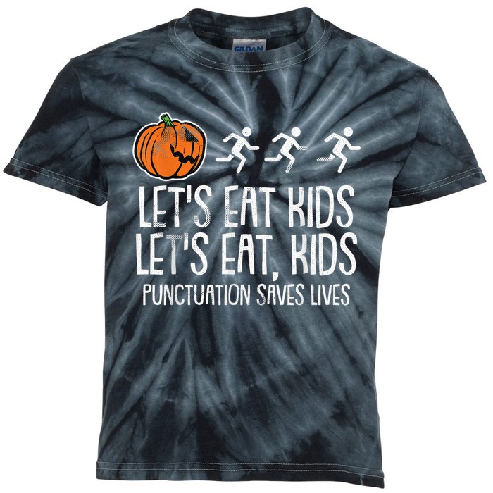 Lets Eat Punctuation Saves Lives Lazy Halloween Costume Kids Tie-Dye T-Shirt