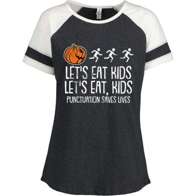 Lets Eat Punctuation Saves Lives Lazy Halloween Costume Enza Ladies Jersey Colorblock Tee